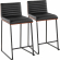 Mason Mara 26" Counter Stool in Black Metal, Walnut Wood & Black Leatherette (Set of 2)